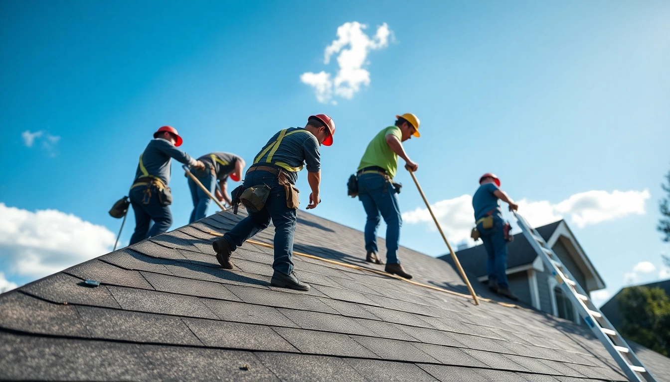 Enhancing Roofing Replacement Tigard Oregon with skilled professionals installing shingles on a sunny day.